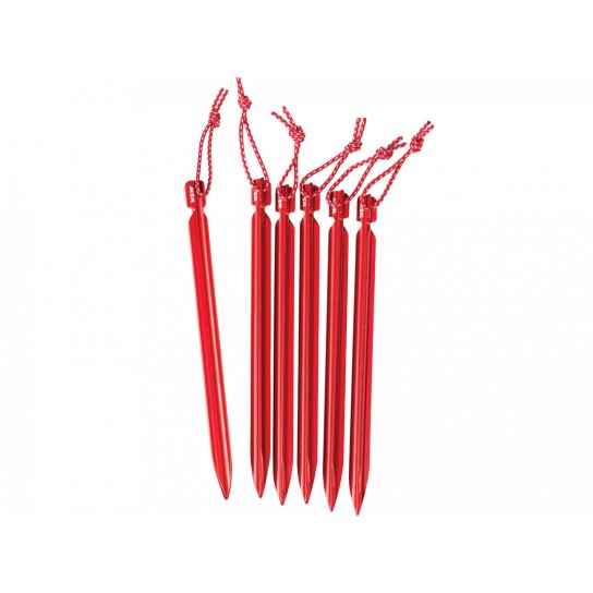 Hikemax 7075 Aluminum Tent Stakes 10 Pack Swirled Shape Tent Pegs with Reflective Pull Cords & Pouch
