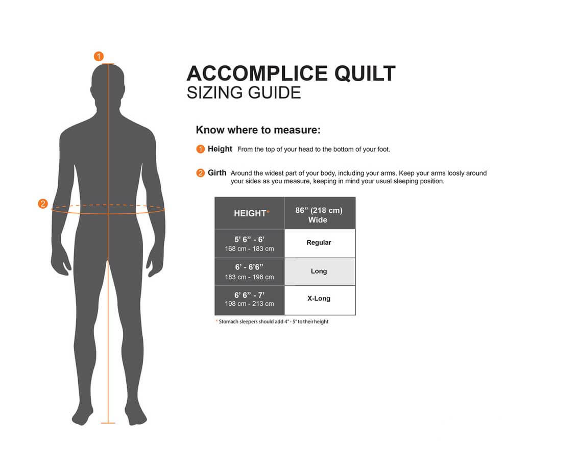 Enlightened Equipment Accomplice Size Chart